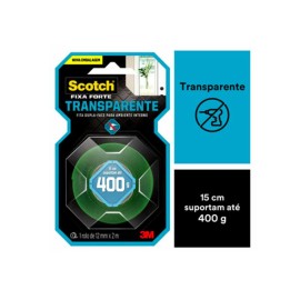 Fita Dupla Face 3M Scotch Fixa Forte Transparente 12mm X 2m
