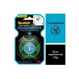 Fita Dupla Face 3M Scotch Fixa Forte Transparente 24mm X 2m