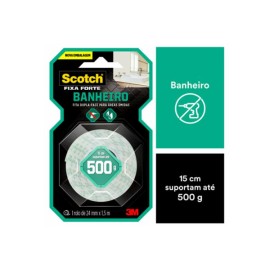 Fita Dupla Face 3M Scotch Fixa Forte Banheiro 24mm X 1,5m