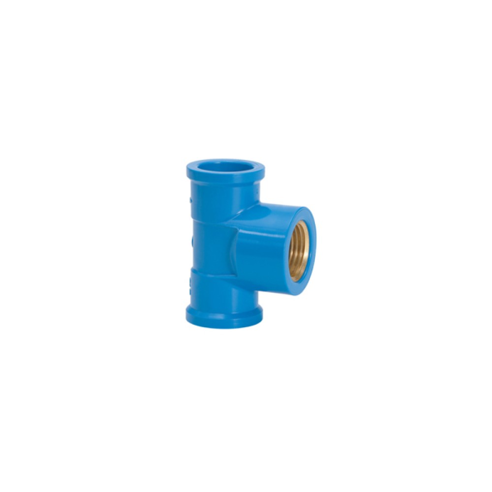 Tê c/ Rosca de Latão 20mm1/2' Azul Soldável Amanco Tê c/ Rosca de Latão 20mm1/2' Azul Soldável Amanco