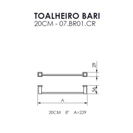 Toalheiro 20cm Bari Crismoe 07.BR01.CR