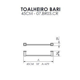 Toalheiro 45cm Bari Crismoe 07.BR03.CR