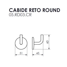 Cabide Reto Round Preto Brilhante Metalworks By Crismoe 05.RD03.PB