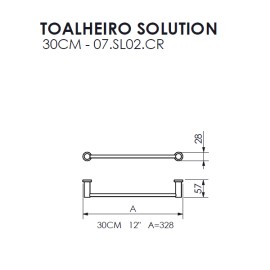 Toalheiro 30cm Solution Crismoe 07.SL02.CR