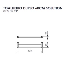 Toalheiro Duplo 60cm Solution Crismoe 09.SL02.CR