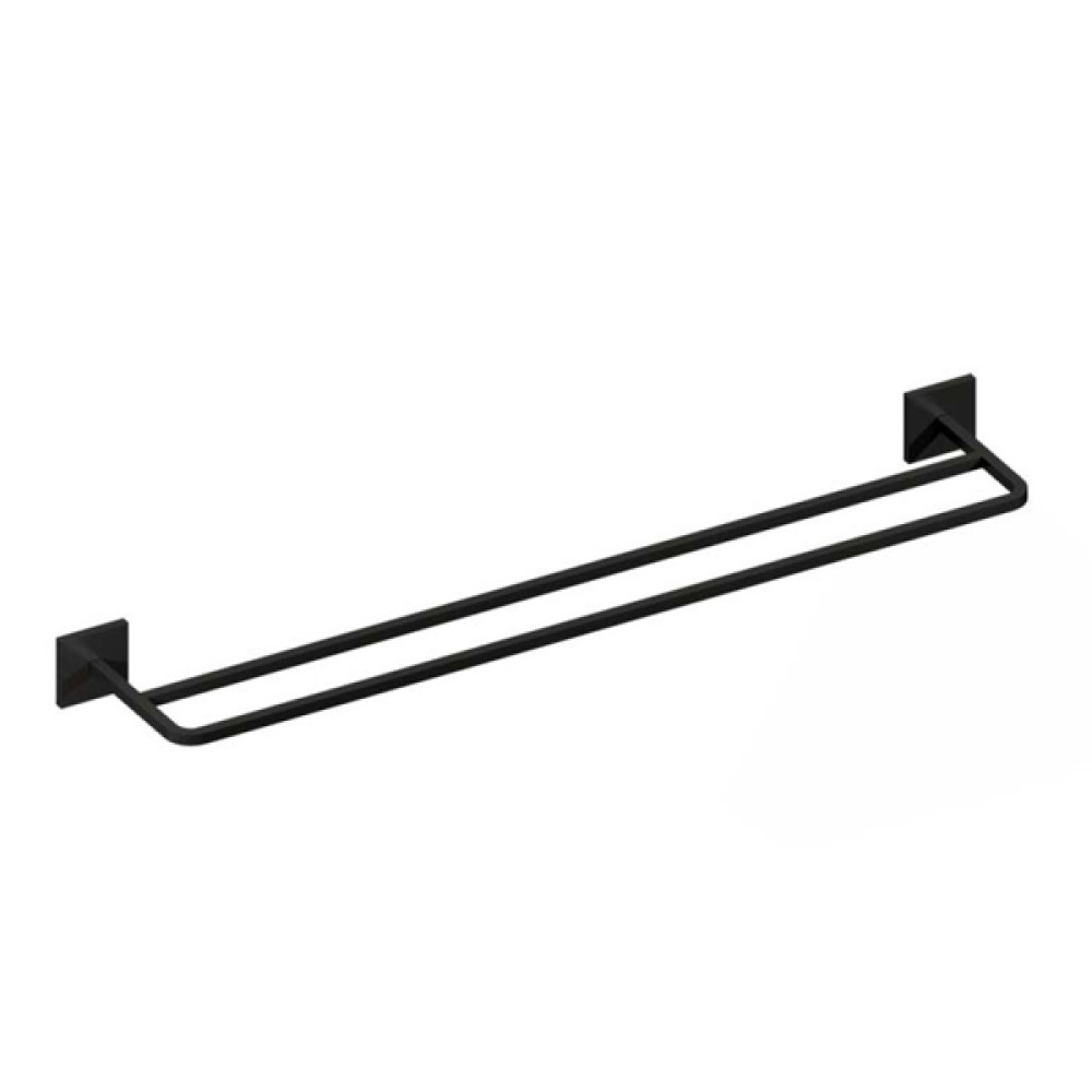 Toalheiro Duplo 60Cm Quada Preto Brilhante  Metalworks 09.QD02.PB