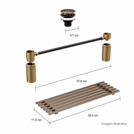 Kit com Grelha, Válvula e Conector Corten Matte Deca 2013.CT.MT