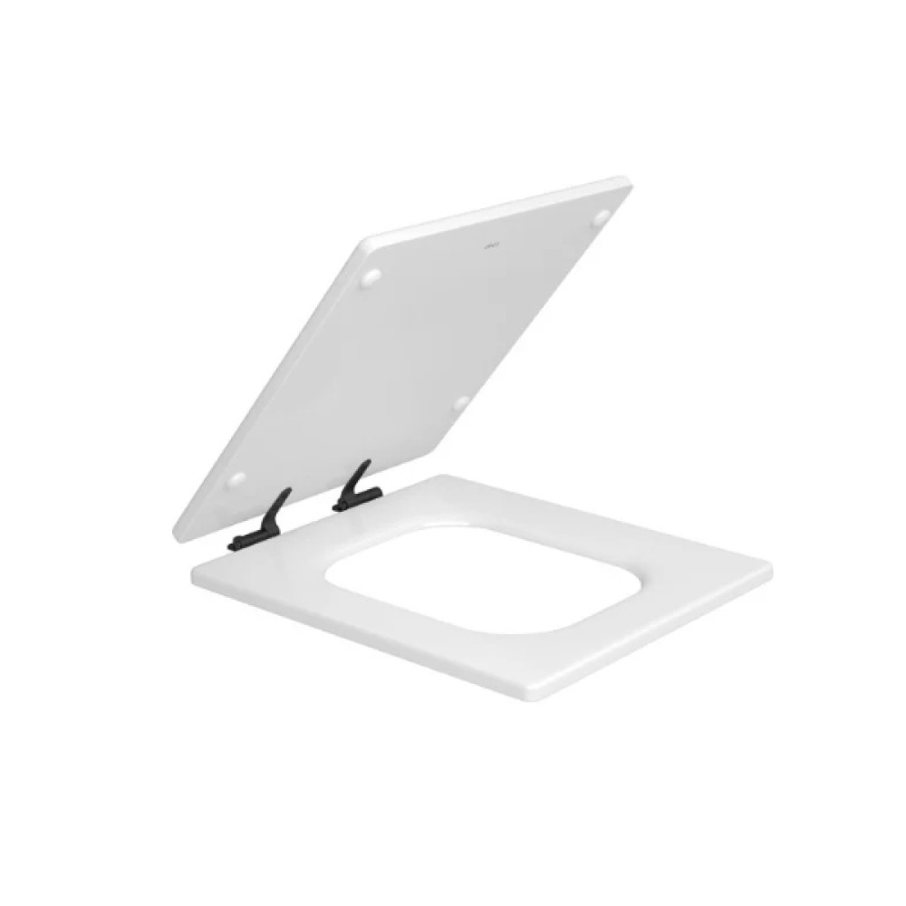 Assento Poliester Slow Close Quadratta Branco Fixação Black Matte Deca AP.44.BL.MT.17 Assento Poliester Slow Close Quadratta Branco Fixação Black Matte Deca AP.44.BL.MT.17