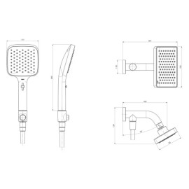 Chuveiro Quadrado Parede Cromado Com Desviador e Ducha Manual Deca Flex 2082.C.DES
