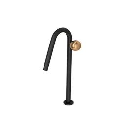 Torneira Mesa Bivolt Lavatório Bica Alta Orbe Black Matte E Gold Matte 1189.BL.MT103.GLMT