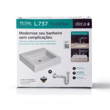 Kit Cuba de Apoio Quadrada c/Mesa c/Complementares Branco Deca KL.737.2.17