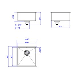 Cuba de Cozinha Quadrada Deca 40x40cm Suprema Inox CC.660.40.INX