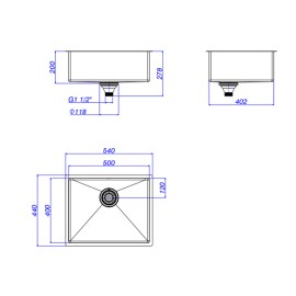 Cuba de Cozinha Retangular Deca 50x40cm Suprema Inox CC.660.50.INX