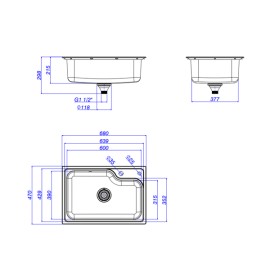 Cuba de Cozinha Retangular c/Deck Deca 60x40cm Facile Inox CC.660.60.DK.INX