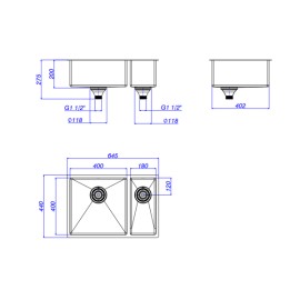 Cuba de Cozinha Retangular Dupla Deca 60x40cm Suprema Inox CC.660.60.DUO.INX