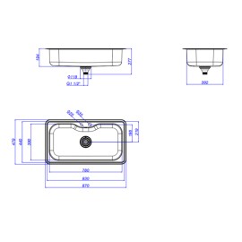 Cuba de Cozinha Retangular c/Deck Deca 80x40cm Facile Inox CC.661.80.DK.INX