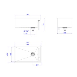 Cuba de Cozinha Retangular c/Monocomando Deca 70x40cm Supra Hide Inox CC.670.70.SUP.INX