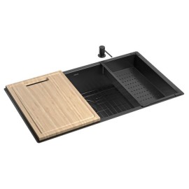 Cuba de Cozinha Retangular Deca com Acessórios 75x40cm Suprema Black Matte CC.670.75.AC.BLMT