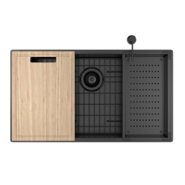 Cuba de Cozinha Retangular Deca com Acessórios 75x40cm Suprema Black Matte CC.670.75.AC.BLMT