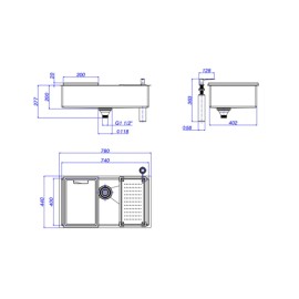 Cuba de Cozinha Retangular Deca com Acessórios 75x40cm Suprema Black Matte CC.670.75.AC.BLMT