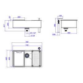 Cuba de Cozinha Retangular Deca com Acessórios 75x40cm Suprema Inox CC.670.75.AC.INX