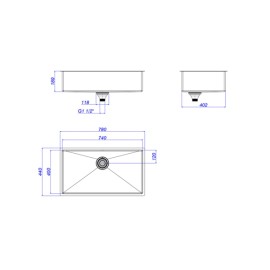 Cuba de Cozinha Retangular Deca 75x40cm Suprema Black Matte CC.670.75.BLMT