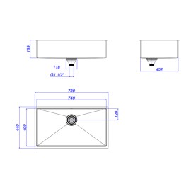 Cuba de Cozinha Retangular Deca 75x40cm Suprema Inox CC.670.75.INX