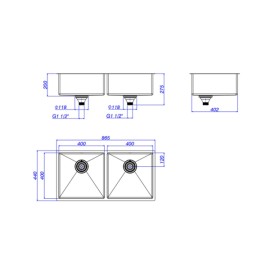 Cuba de Cozinha Retangular Dupla Deca 80x40cm Suprema Black Matte CC.670.80.DUO.BLMT