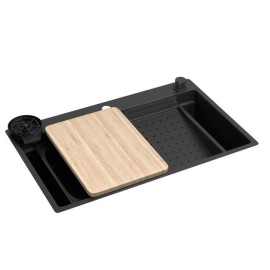 Cuba de Cozinha Retangular 75x40cm Workstation Black Matte Deca CC.700.75.WOR.BLMT