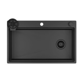 Cuba de Cozinha Retangular 75x40cm Workstation Black Matte Deca CC.700.75.WOR.BLMT