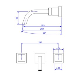 Misturador Lavatorio Parede Deca Cubo Gold Matte 1878.GL86.MT