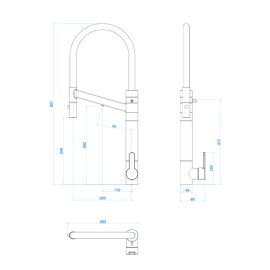 Monocomando Mesa Cozinha Bica Alta Filtro Twin Colore Red Gold e Fendi 2241.GL.RD.FD