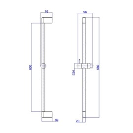 Barra deslizante Cilíndrica Black Matte Deca 1980.BL104.MT