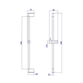 Barra Deslizante Cilíndrica Corten Matte Deca 1980.CT104.MT