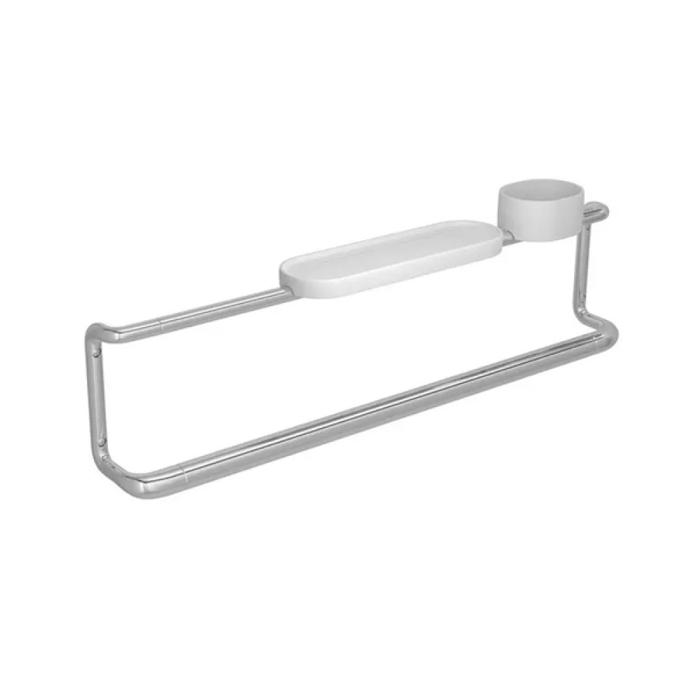 Barra de Apoio com Porta Objeto e Prateleira 80cm Cromado Deca Care 2046.C.080 Barra de Apoio com Porta Objeto e Prateleira 80cm Cromado Deca Care 2046.C.080