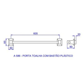 Porta Toalha em louça c/ bastão plástico Branca Deca A.586.17