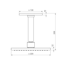 Chuveiro Com Tubo Teto Quadrado Deca Dark Antracite/Grafite 1992.GF.TET.MT