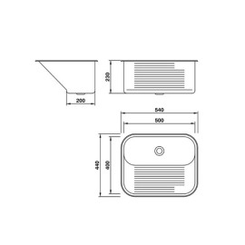 Tanque CT50 Aço Inox 50x40 Embutir Escovado Mekal 90010195016 Tanque CT50 Aço Inox 50x40 Embutir Escovado Mekal 90010195016