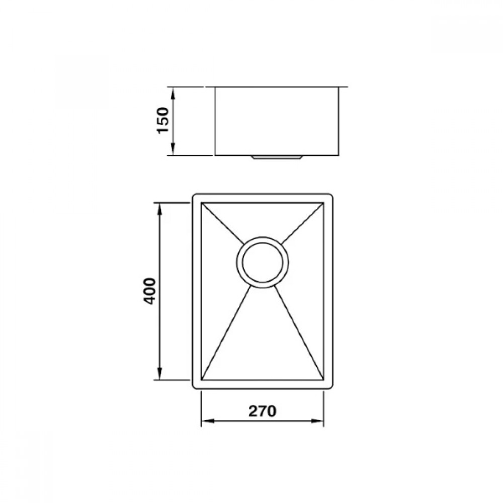 Cuba para Cozinha Retângular Linha Reta Inox 27x40x15cm 1mm Escovada - LR27  R10 - 01086116 - Mekal - padovani