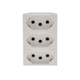 Tomada Triplex de Energia 10A Branca Borne Aut. Plus+ Pial Legrand Tomada Triplex de Energia 10A Branca Borne Aut. Plus+ Pial Legrand