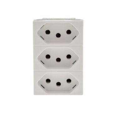 Tomada Triplex de Energia 10A Branca Borne Aut. Plus+ Pial Legrand