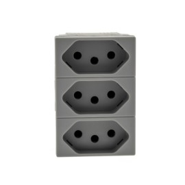 Tomada Triplex de Energia 10A Cinza Borne Aut. Plus+ Pial Legrand Tomada Triplex de Energia 10A Cinza Borne Aut. Plus+ Pial Legrand
