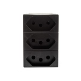 Tomada Triplex de Energia 10A Preta Borne Aut. Plus+ Pial Legrand Tomada Triplex de Energia 10A Preta Borne Aut. Plus+ Pial Legrand