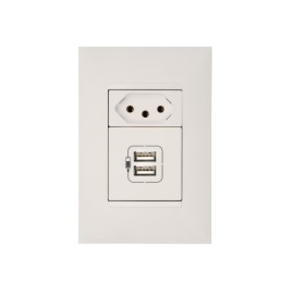 Conjunto de Tomada 10A/2xUSB Branco Plus+ Pial Legrand Conjunto de Tomada 10A/2xUSB Branco Plus+ Pial Legrand