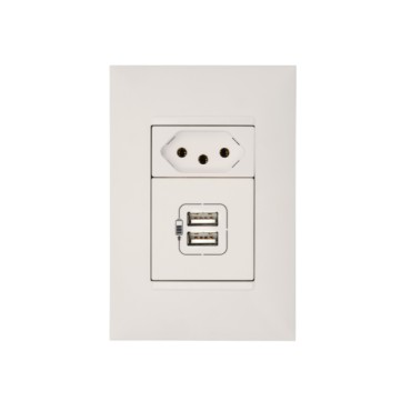 Conjunto de Tomada 10A/2xUSB Branco Plus+ Pial Legrand