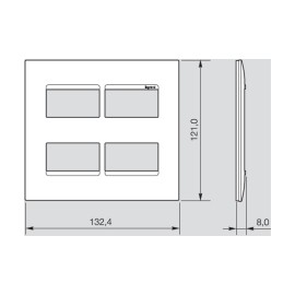 Placa sem Suporte 4x4 quatro módulos Branco Plus+ Pial Legrand