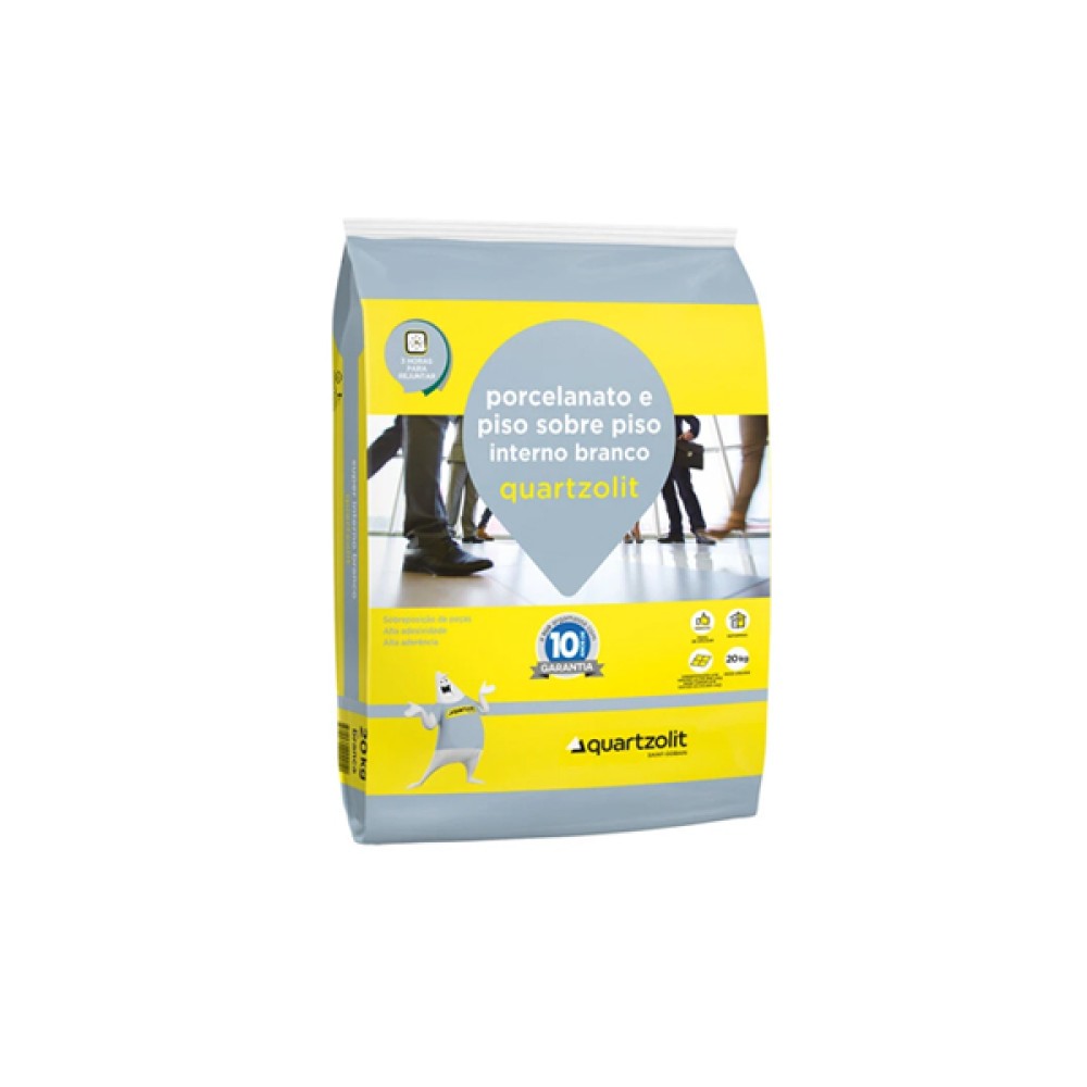 Argamassa Porcelanato e Piso sobre Piso Interno Branca 20kg Quartzolit Argamassa Porcelanato e Piso sobre Piso Interno Branca 20kg Quartzolit