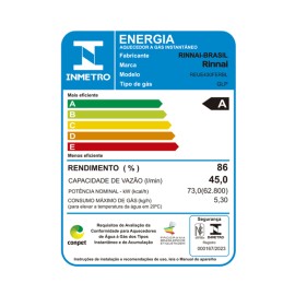 Aquecedor a Gás 45 litros REU-E43 FER GN 127V Branco Rinnai Aquecedor a Gás 45 litros REU-E43 FER GN 127V Branco Rinnai