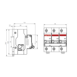 Disjuntor Tripolar Curva C 80A Steck Disjuntor Tripolar Curva C 80A Steck