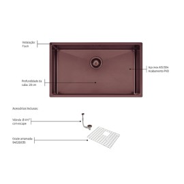 Cuba Quadrum PVD Black 70x40 Inox